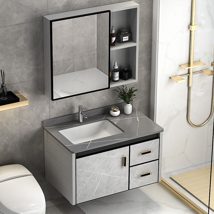 Modern Metal Sink Vanity Wood Wall Mount Faucet Included Bathroom Vanity Clearhalo 'Bathroom Remodel & Bathroom Fixtures' 'Bathroom Vanities' 'bathroom_vanities' 'Home Improvement' 'home_improvement' 'home_improvement_bathroom_vanities' 1200x1200_2eaad2f2-fbdf-4377-b7f9-84e5e914feb0