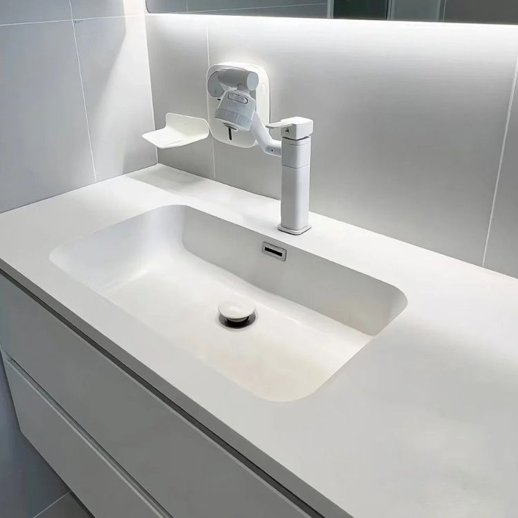 White Bathroom Vanity Wood Rectangle Single Sink Wall Mount 2 Drawers Vanity Set Clearhalo 'Bathroom Remodel & Bathroom Fixtures' 'Bathroom Vanities' 'bathroom_vanities' 'Home Improvement' 'home_improvement' 'home_improvement_bathroom_vanities' 1200x1200_2ebe3139-5518-4b0a-9e05-9f37019515eb