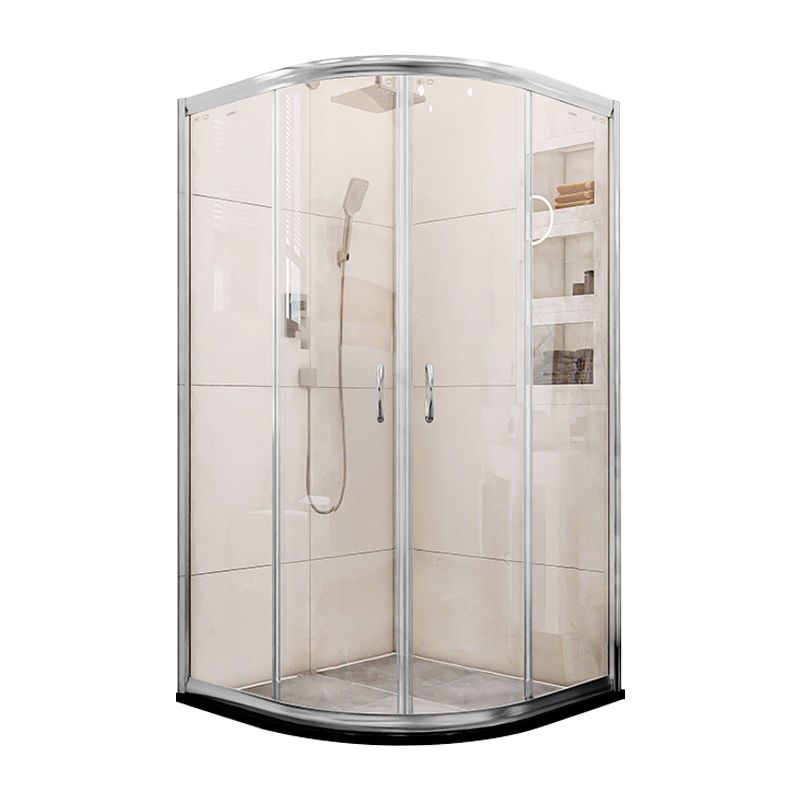 Double Sliding Stainless Steel Shower Enclosure Framed Clear Shower Enclosure Clearhalo 'Bathroom Remodel & Bathroom Fixtures' 'Home Improvement' 'home_improvement' 'home_improvement_shower_stalls_enclosures' 'Shower Stalls & Enclosures' 'shower_stalls_enclosures' 'Showers & Bathtubs' 1200x1200_2ecea69b-7577-49b8-94cd-d94447452443