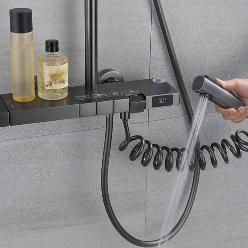 Modern Shower Trim Brass Adjustable Shower Head Wall Mounted Shower Head Combo Clearhalo 'Bathroom Remodel & Bathroom Fixtures' 'Home Improvement' 'home_improvement' 'home_improvement_shower_faucets' 'Shower Faucets & Systems' 'shower_faucets' 'Showers & Bathtubs Plumbing' 'Showers & Bathtubs' 1200x1200_2ed4b7cb-88bd-41f2-98d3-4b746ad8b232