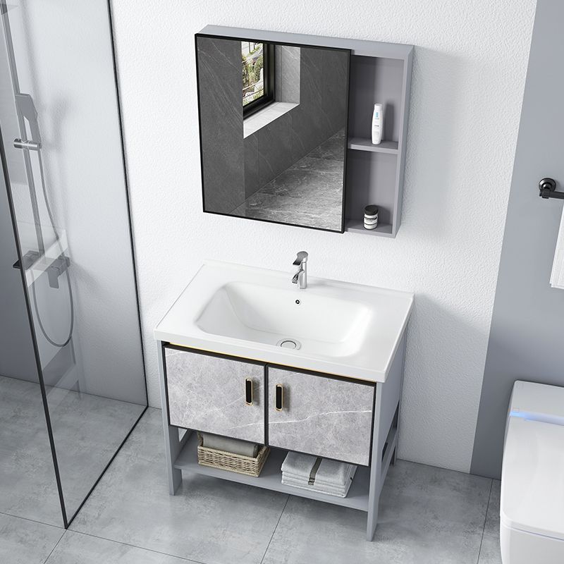 Modern Aluminium Faucet Included Bathroom Sink Vanity with Soft Close Door Clearhalo 'Bathroom Remodel & Bathroom Fixtures' 'Bathroom Vanities' 'bathroom_vanities' 'Home Improvement' 'home_improvement' 'home_improvement_bathroom_vanities' 1200x1200_2ed750d7-071c-42d8-9526-5fdd6a450ab3