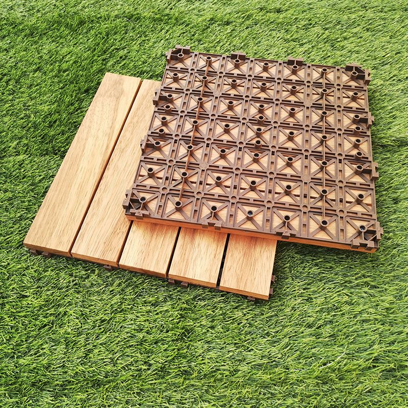 Teak Finish 5-Slat Square Wood Flooring Tile Interlocking Outdoor Flooring Tiles Clearhalo 'Home Improvement' 'home_improvement' 'home_improvement_outdoor_deck_tiles_planks' 'Outdoor Deck Tiles & Planks' 'Outdoor Flooring & Tile' 'Outdoor Remodel' 'outdoor_deck_tiles_planks' 1200x1200_2edd9dd2-f908-4b5e-be64-8034eea2de40