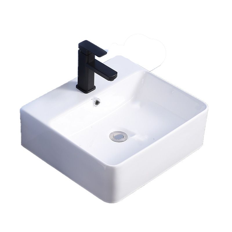 Modern Bathroom Sink Ceramic Rectangular White with Single Faucet Hole Vessel Sink Clearhalo 'Bathroom Remodel & Bathroom Fixtures' 'Bathroom Sinks & Faucet Components' 'Bathroom Sinks' 'bathroom_sink' 'Home Improvement' 'home_improvement' 'home_improvement_bathroom_sink' 1200x1200_2ef54808-ef77-4221-9911-24a26be8a453