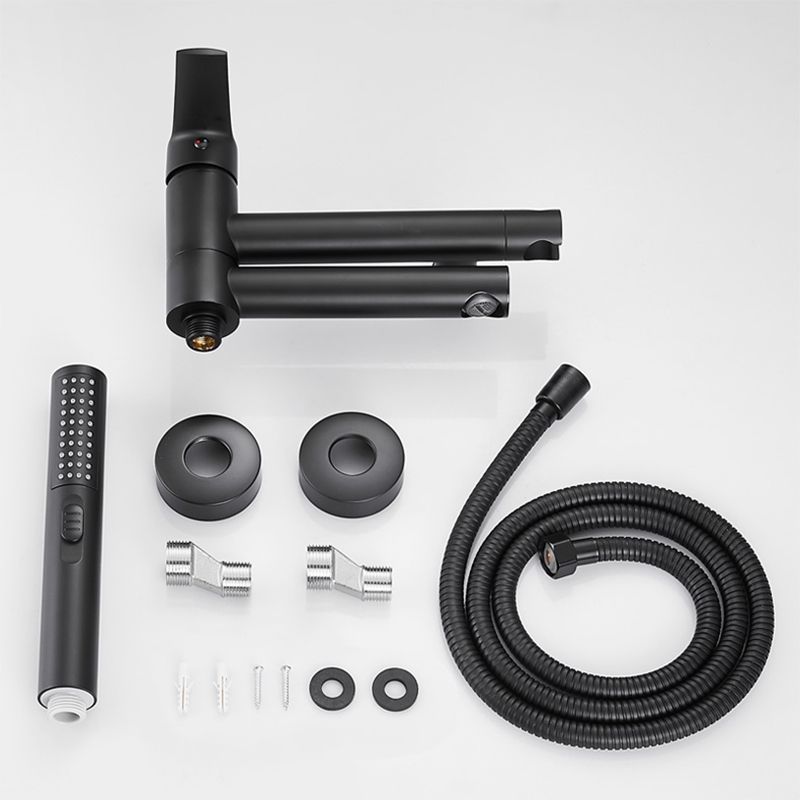 Wall Mounted Metal Tub Filler Single Handle Swivel Tub Faucet Trim Clearhalo 'Bathroom Remodel & Bathroom Fixtures' 'Bathtub Faucets' 'bathtub_faucets' 'Home Improvement' 'home_improvement' 'home_improvement_bathtub_faucets' 1200x1200_2effba3d-f69c-4e22-9ec2-0166214e9c0d