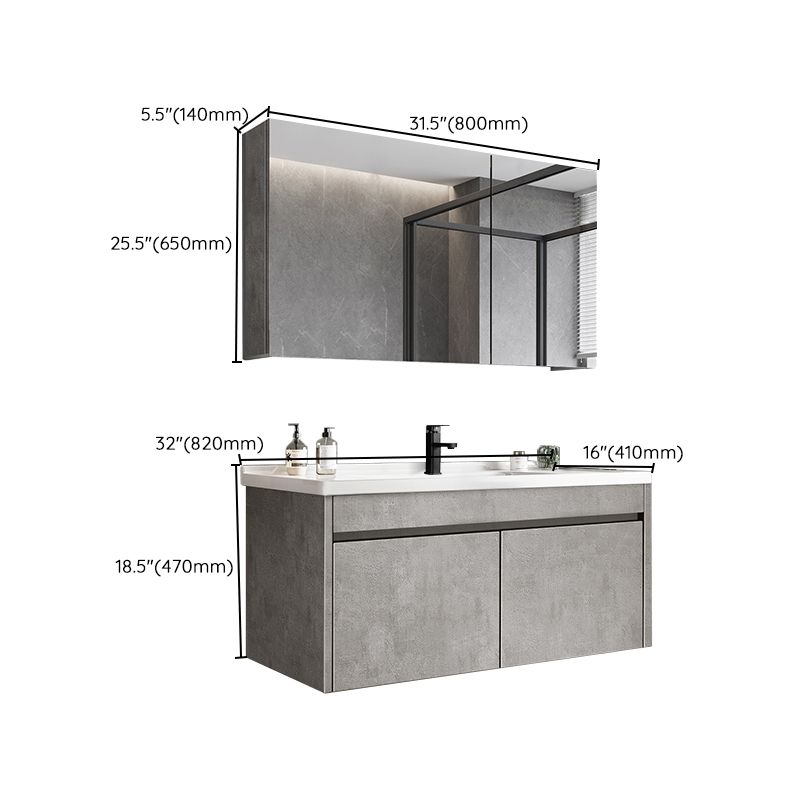 Gray Modern Bathroom Vanity Single-Sink Rectangular Wall Mount Vanity Set Clearhalo 'Bathroom Remodel & Bathroom Fixtures' 'Bathroom Vanities' 'bathroom_vanities' 'Home Improvement' 'home_improvement' 'home_improvement_bathroom_vanities' 1200x1200_2f27180a-bbd6-4daa-b2ac-902437a8f270