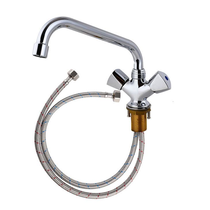 Contemporary Kitchen Faucet Double Handle High Arch Water Filler in Chrome Clearhalo 'Home Improvement' 'home_improvement' 'home_improvement_kitchen_faucets' 'Kitchen Faucets' 'Kitchen Remodel & Kitchen Fixtures' 'Kitchen Sinks & Faucet Components' 'kitchen_faucets' 1200x1200_2f4877f1-581a-4a0b-a655-b6ecc8ae888a
