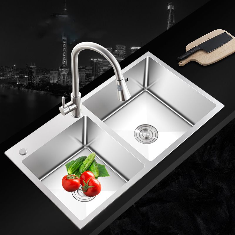 Contemporary Style Kitchen Sink Noise-cancelling Design Stainless Steel Kitchen Sink Clearhalo 'Home Improvement' 'home_improvement' 'home_improvement_kitchen_sinks' 'Kitchen Remodel & Kitchen Fixtures' 'Kitchen Sinks & Faucet Components' 'Kitchen Sinks' 'kitchen_sinks' 1200x1200_2f588f96-832c-4e95-9546-5a32aa201cce