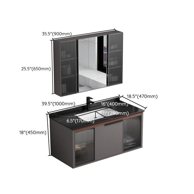 Metal Base Sink Vanity Modern Single-Sink Rectangular Wall Mount Vanity Sink Clearhalo 'Bathroom Remodel & Bathroom Fixtures' 'Bathroom Vanities' 'bathroom_vanities' 'Home Improvement' 'home_improvement' 'home_improvement_bathroom_vanities' 1200x1200_2f7a5d65-a957-44bc-9c3e-5db34d2d9a8a