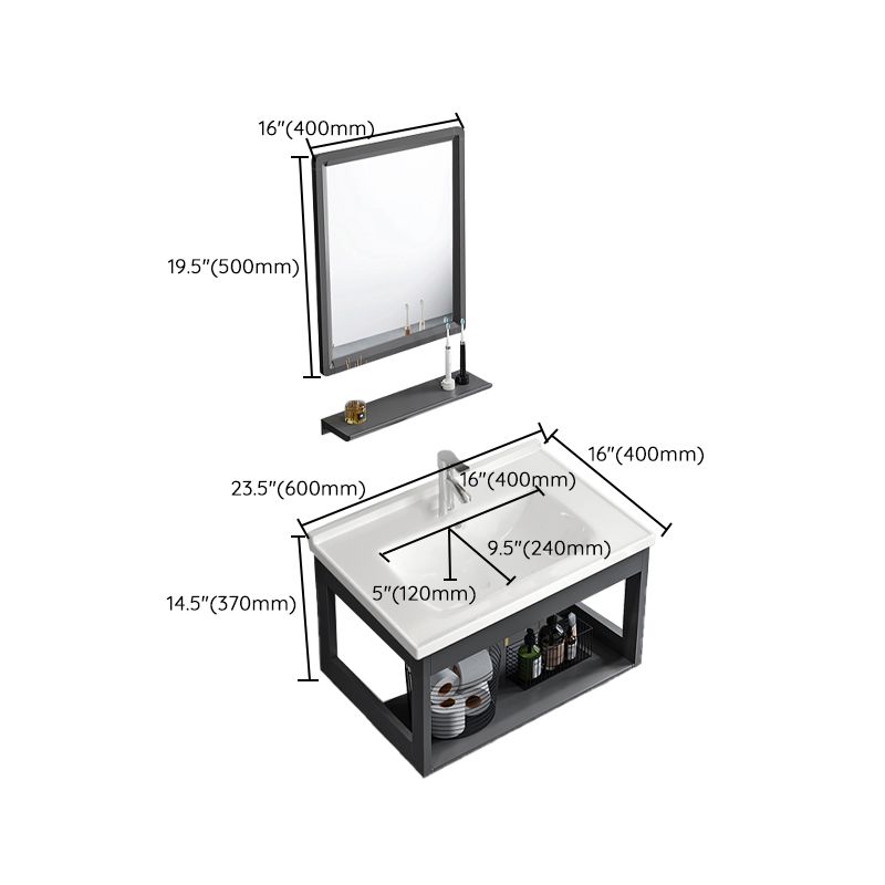 Vanity Sink Rectangular Ceramic Sink Drawer Storage Shelf Vanity Sink Clearhalo 'Bathroom Remodel & Bathroom Fixtures' 'Bathroom Vanities' 'bathroom_vanities' 'Home Improvement' 'home_improvement' 'home_improvement_bathroom_vanities' 1200x1200_2f7f000f-cd54-455c-b7ca-e945e56eb885