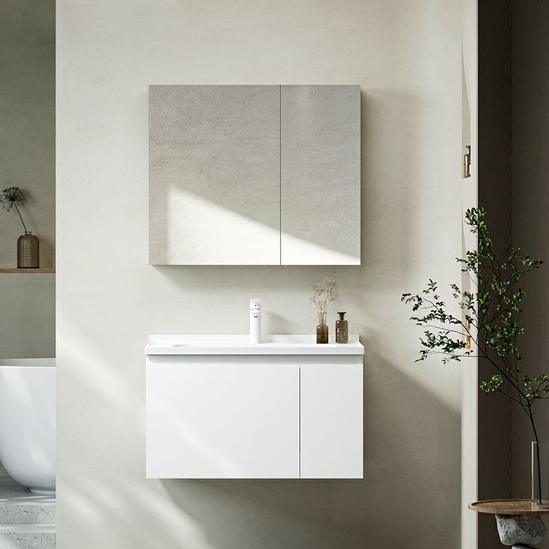 Trendy Bathroom Sink Vanity White Oval Sink One Drawer Wall Mounted Standard Clearhalo 'Bathroom Remodel & Bathroom Fixtures' 'Bathroom Vanities' 'bathroom_vanities' 'Home Improvement' 'home_improvement' 'home_improvement_bathroom_vanities' 1200x1200_2f8e0a1d-5214-4f79-8eff-0f9c222d679a