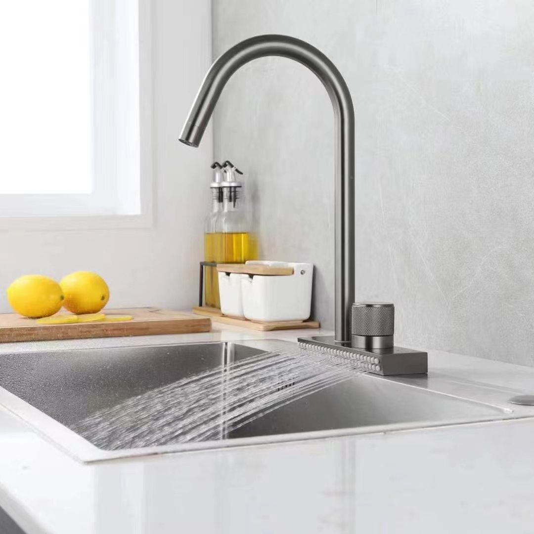 Contemporary Swivel Spout Standard Kitchen Faucets Grey Kitchen Bar Faucet Clearhalo 'Home Improvement' 'home_improvement' 'home_improvement_kitchen_faucets' 'Kitchen Faucets' 'Kitchen Remodel & Kitchen Fixtures' 'Kitchen Sinks & Faucet Components' 'kitchen_faucets' 1200x1200_2fa1e0a1-c4d4-482e-95ce-bc7c8aa1ee07