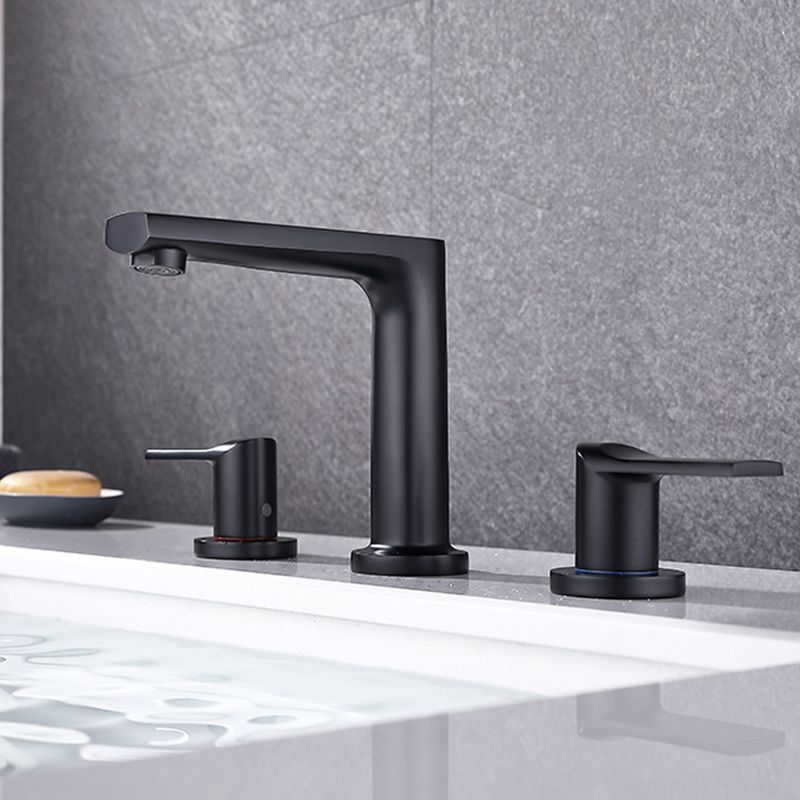 Modern 2-Handle Bathroom Sink Faucet 3 Hole Wide Spread Bathroom Faucet Clearhalo 'Bathroom Remodel & Bathroom Fixtures' 'Bathroom Sink Faucets' 'Bathroom Sinks & Faucet Components' 'bathroom_sink_faucets' 'Home Improvement' 'home_improvement' 'home_improvement_bathroom_sink_faucets' 1200x1200_2fad6a1a-954c-4eae-a393-aa7608252826