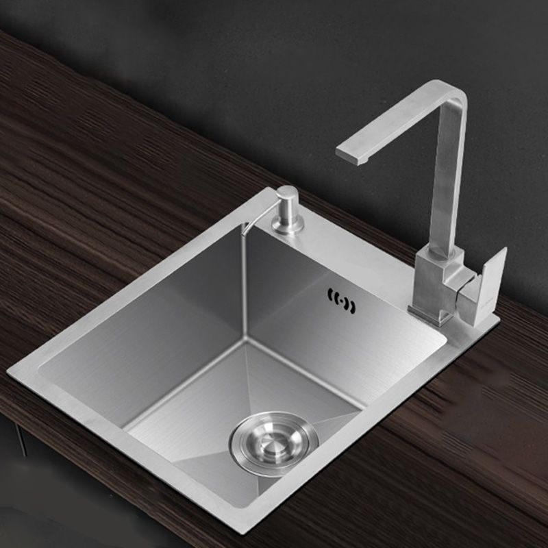 Modern Style Kitchen Sink Stainless Steel Dirt Resistant 1 Holes Drop-In Kitchen Sink Clearhalo 'Home Improvement' 'home_improvement' 'home_improvement_kitchen_sinks' 'Kitchen Remodel & Kitchen Fixtures' 'Kitchen Sinks & Faucet Components' 'Kitchen Sinks' 'kitchen_sinks' 1200x1200_2fd68a71-d2d9-4f30-9a29-978956343fc7