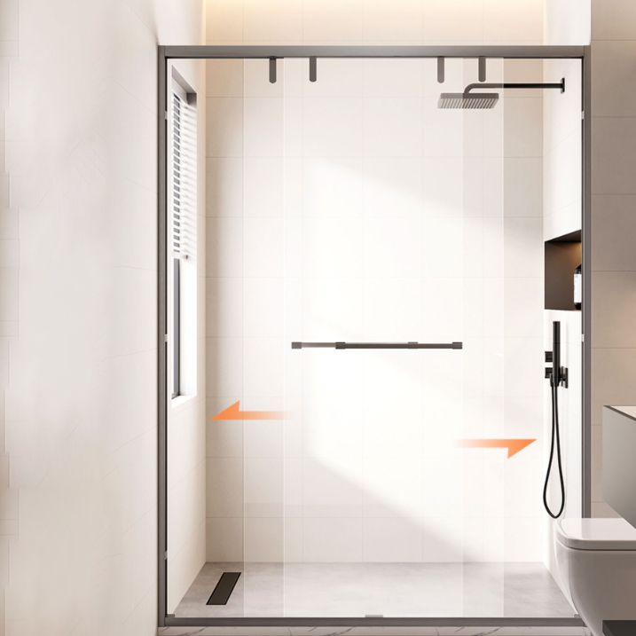 Simple In-line Shower Door Glass and Metal Bathroom Shower Bath Door Clearhalo 'Bathroom Remodel & Bathroom Fixtures' 'Home Improvement' 'home_improvement' 'home_improvement_shower_tub_doors' 'Shower and Tub Doors' 'shower_tub_doors' 'Showers & Bathtubs' 1200x1200_2fd7cc02-5b44-40fb-9d30-d37c9bdf874d