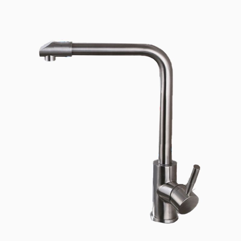 Contemporary 1 Hole Kitchen Faucet Single Handle with Supply Line Clearhalo 'Home Improvement' 'home_improvement' 'home_improvement_kitchen_faucets' 'Kitchen Faucets' 'Kitchen Remodel & Kitchen Fixtures' 'Kitchen Sinks & Faucet Components' 'kitchen_faucets' 1200x1200_2ff079b2-d637-4d2b-8c3c-6fe917758b5a