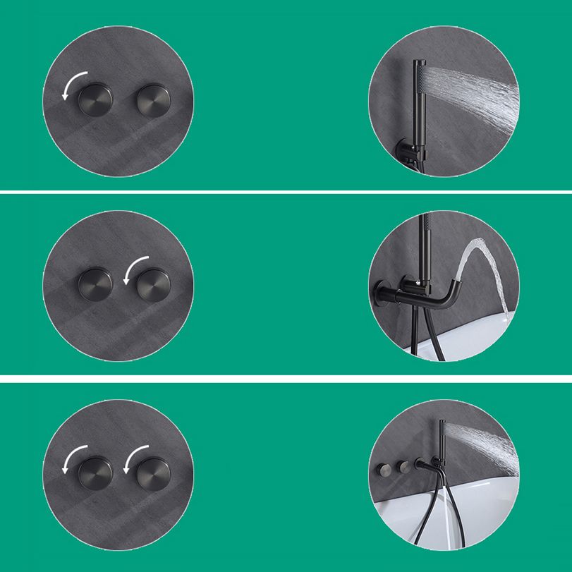 Wall Mounted Metal Tub Filler Low Arc Rotatable Tub Faucet Trim Clearhalo 'Bathroom Remodel & Bathroom Fixtures' 'Bathtub Faucets' 'bathtub_faucets' 'Home Improvement' 'home_improvement' 'home_improvement_bathtub_faucets' 1200x1200_2ff147c4-418b-4246-b812-555bfa1f4e57