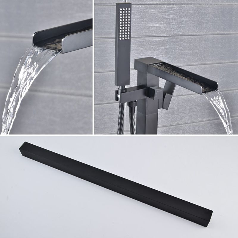 Floor Mounted Metal Freestanding Tub Filler Waterfall Freestanding Faucet with Hose Clearhalo 'Bathroom Remodel & Bathroom Fixtures' 'Bathtub Faucets' 'bathtub_faucets' 'Home Improvement' 'home_improvement' 'home_improvement_bathtub_faucets' 1200x1200_30096f6d-591e-41d4-9e23-485e2ee1ffd2