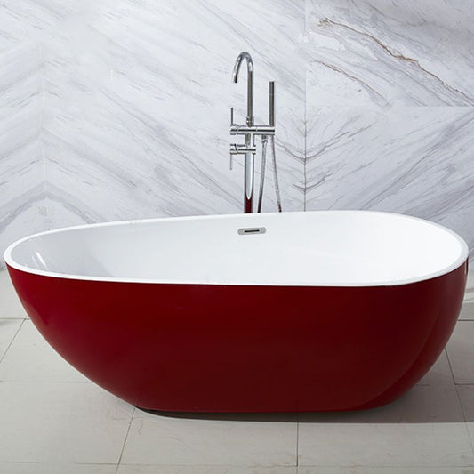 Modern Soaking Bathtub Oval with Drain Acrylic Freestanding Bath Tub Clearhalo 'Bathroom Remodel & Bathroom Fixtures' 'Bathtubs' 'Home Improvement' 'home_improvement' 'home_improvement_bathtubs' 'Showers & Bathtubs' 1200x1200_3010d050-efce-4b55-95bd-75212da3b63b