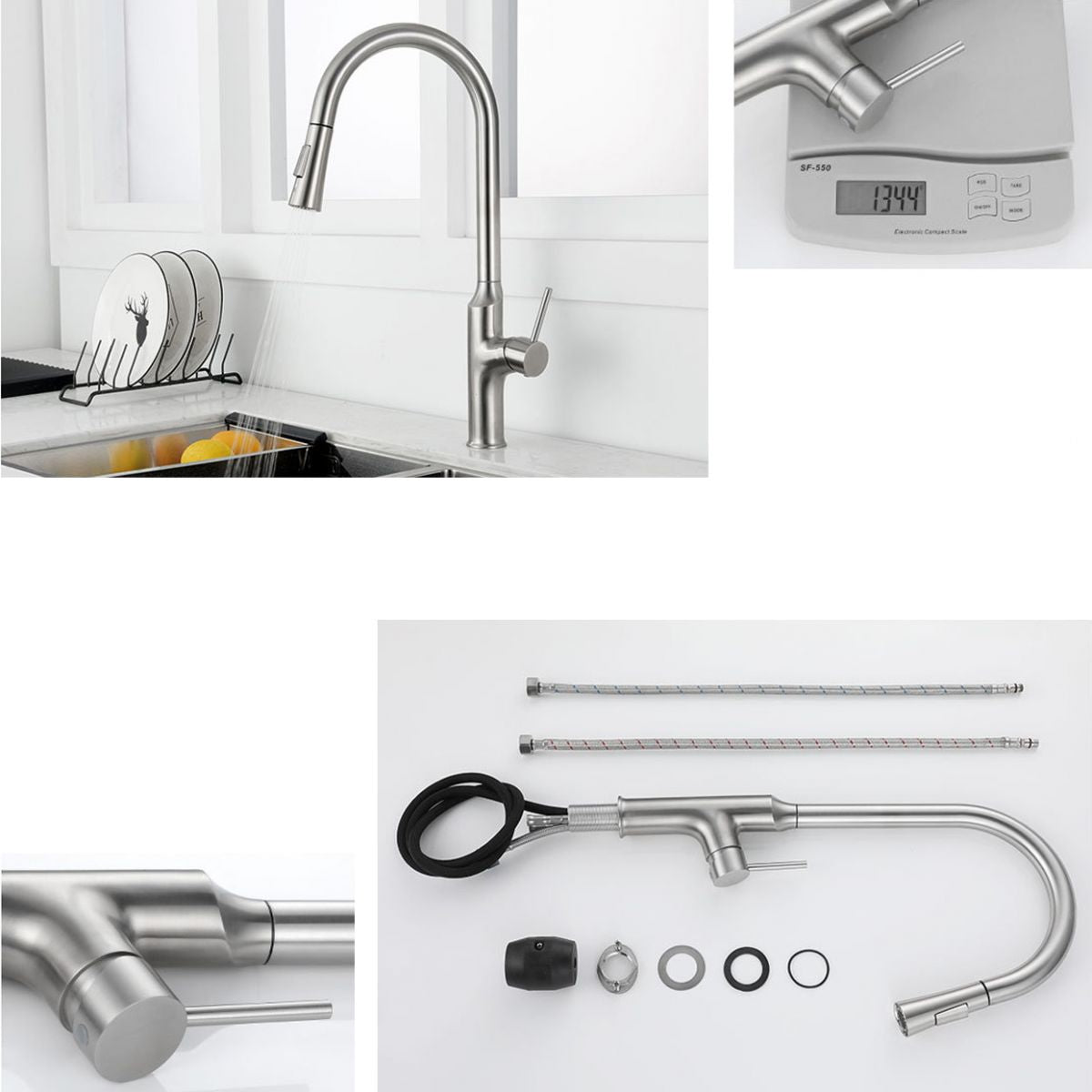 Contemporary Single Lever Kitchen Faucet 1-Hold Water Faucet with Pull out Sprayer Clearhalo 'Home Improvement' 'home_improvement' 'home_improvement_kitchen_faucets' 'Kitchen Faucets' 'Kitchen Remodel & Kitchen Fixtures' 'Kitchen Sinks & Faucet Components' 'kitchen_faucets' 1200x1200_3010e417-d7b7-4594-8684-545bab0d149e