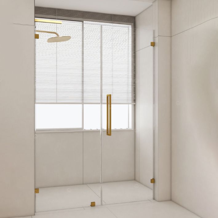 Hinged Frameless Tempered Glass Shower Door, One-line Shower Door Clearhalo 'Bathroom Remodel & Bathroom Fixtures' 'Home Improvement' 'home_improvement' 'home_improvement_shower_tub_doors' 'Shower and Tub Doors' 'shower_tub_doors' 'Showers & Bathtubs' 1200x1200_302f8492-ca31-41d2-9613-2886ae2d1824