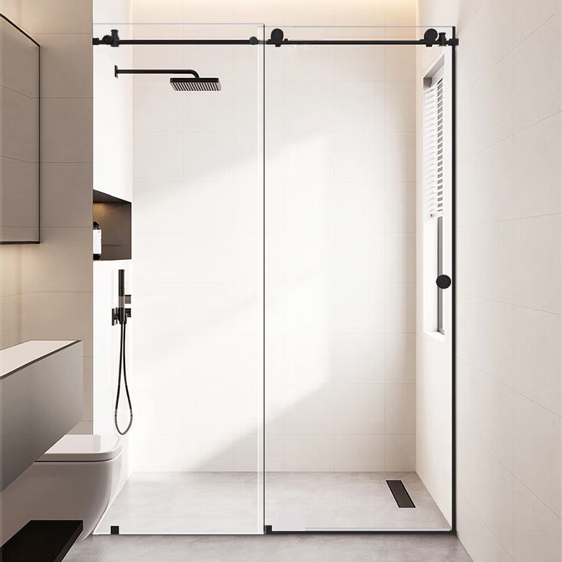 Transparent Pivot Shower Bath Door Tempered Semi-Frameless Shower Doors Clearhalo 'Bathroom Remodel & Bathroom Fixtures' 'Home Improvement' 'home_improvement' 'home_improvement_shower_tub_doors' 'Shower and Tub Doors' 'shower_tub_doors' 'Showers & Bathtubs' 1200x1200_307f02b5-b173-4067-ab45-b4247fa77440