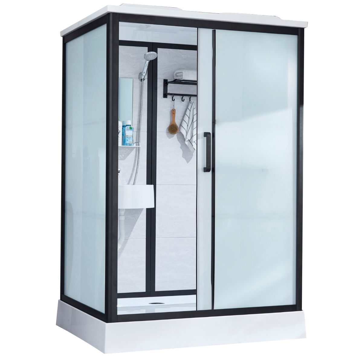 Framed Tempered Glass Shower Kit with Base Included Framed Shower Stall Clearhalo 'Bathroom Remodel & Bathroom Fixtures' 'Home Improvement' 'home_improvement' 'home_improvement_shower_stalls_enclosures' 'Shower Stalls & Enclosures' 'shower_stalls_enclosures' 'Showers & Bathtubs' 1200x1200_308cebd3-7e42-4b14-908d-1bd8e9b19613