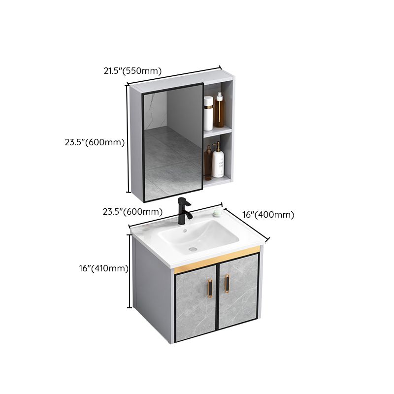 Modern Gray Stone Vanity Set Single-Sink Wall Mount Rectangular Vanity Set Clearhalo 'Bathroom Remodel & Bathroom Fixtures' 'Bathroom Vanities' 'bathroom_vanities' 'Home Improvement' 'home_improvement' 'home_improvement_bathroom_vanities' 1200x1200_30a37f1f-cf12-4617-a862-3913298c6dc7