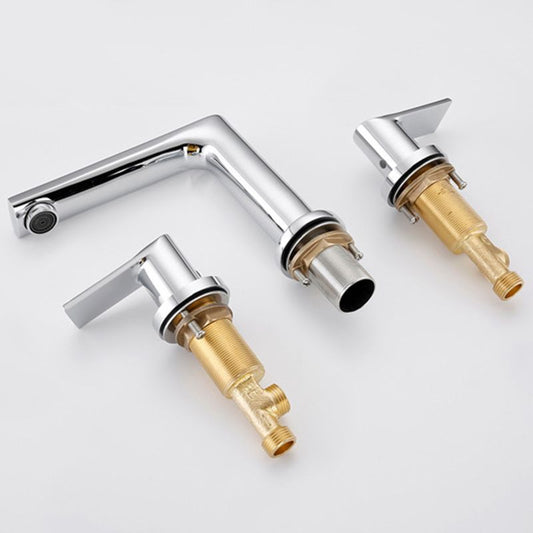 Modern 2-Handle Bathroom Sink Faucet 3 Hole Wide Spread Bathroom Faucet Clearhalo 'Bathroom Remodel & Bathroom Fixtures' 'Bathroom Sink Faucets' 'Bathroom Sinks & Faucet Components' 'bathroom_sink_faucets' 'Home Improvement' 'home_improvement' 'home_improvement_bathroom_sink_faucets' 1200x1200_30b14dcb-c556-4b24-b72d-ad5f87827d2d