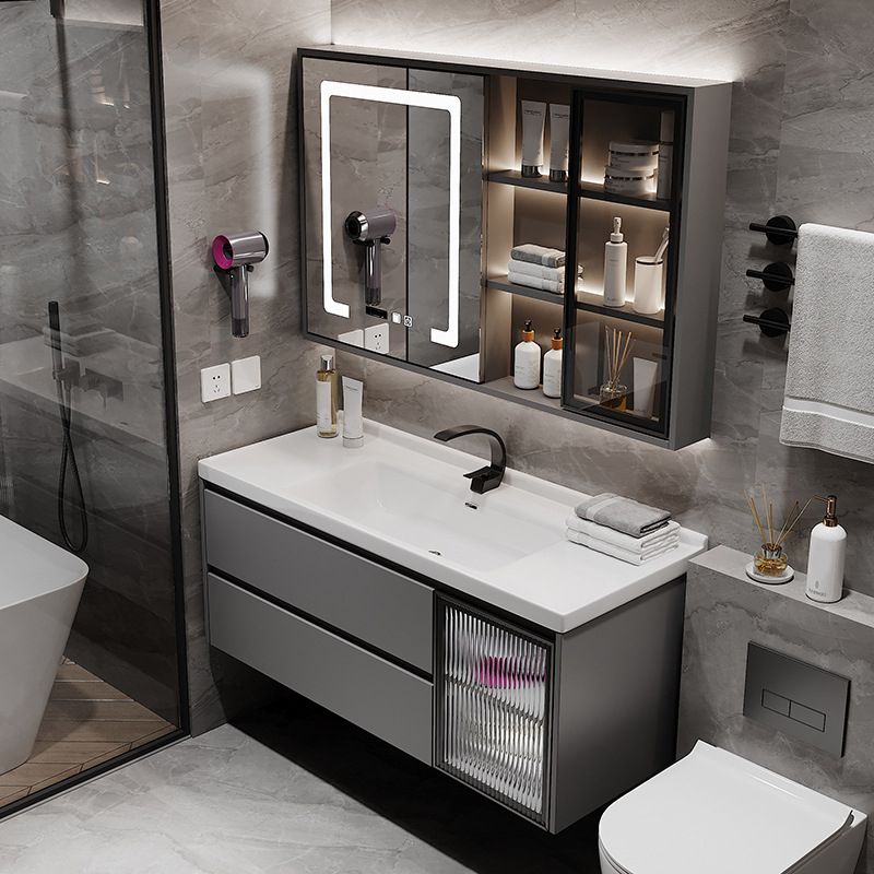 Contemporary Sink Vanity Bathroom Vanity Cabinet with Mirror Cabinet Clearhalo 'Bathroom Remodel & Bathroom Fixtures' 'Bathroom Vanities' 'bathroom_vanities' 'Home Improvement' 'home_improvement' 'home_improvement_bathroom_vanities' 1200x1200_30c64e4c-ce8c-4f12-93dc-b99d81fe9961