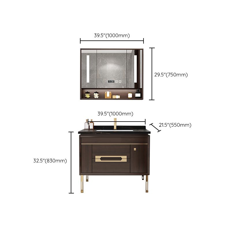 Freestanding Vanity Mirror Rectangle Single Sink Wood Frame Vanity Set with Drawers Clearhalo 'Bathroom Remodel & Bathroom Fixtures' 'Bathroom Vanities' 'bathroom_vanities' 'Home Improvement' 'home_improvement' 'home_improvement_bathroom_vanities' 1200x1200_30c6d33b-3845-4d0c-98fb-94325ebddda3