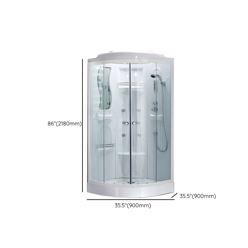 Neo-Round Shower Stall White Tempered Glass Shower Stall with Door Handles Clearhalo 'Bathroom Remodel & Bathroom Fixtures' 'Home Improvement' 'home_improvement' 'home_improvement_shower_stalls_enclosures' 'Shower Stalls & Enclosures' 'shower_stalls_enclosures' 'Showers & Bathtubs' 1200x1200_30cfc238-b4a6-411b-b11e-1b5b4e3f3094