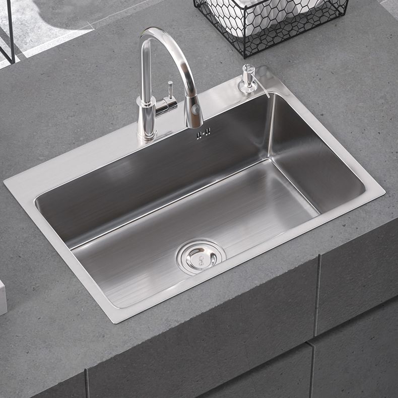 Modern Single Bowl Kitchen Sink Stainless Steel Kitchen Sink with Rectangle Shape Clearhalo 'Home Improvement' 'home_improvement' 'home_improvement_kitchen_sinks' 'Kitchen Remodel & Kitchen Fixtures' 'Kitchen Sinks & Faucet Components' 'Kitchen Sinks' 'kitchen_sinks' 1200x1200_30de1b85-0351-4fd7-826f-a6d2c3f702ce