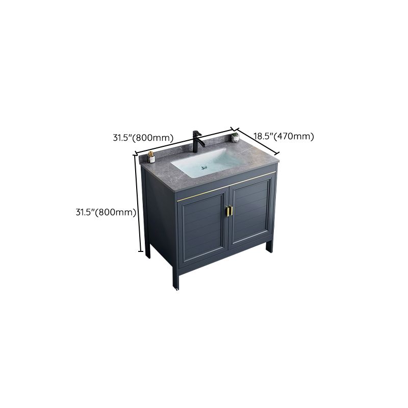 Blue Bath Vanity Freestanding Rectangular 2 Doors Single Sink Metal Frame Bathroom Vanity Clearhalo 'Bathroom Remodel & Bathroom Fixtures' 'Bathroom Vanities' 'bathroom_vanities' 'Home Improvement' 'home_improvement' 'home_improvement_bathroom_vanities' 1200x1200_30e04220-d16a-4bb2-b4c3-30ad0513b529