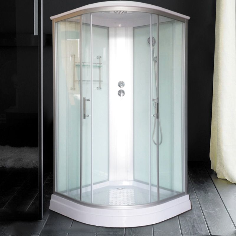 Double Sliding Shower Stall Semi-Frameless 82.5" H Shower Stall in White Clearhalo 'Bathroom Remodel & Bathroom Fixtures' 'Home Improvement' 'home_improvement' 'home_improvement_shower_stalls_enclosures' 'Shower Stalls & Enclosures' 'shower_stalls_enclosures' 'Showers & Bathtubs' 1200x1200_31068985-91b5-41c2-bb0b-72294c9433ab