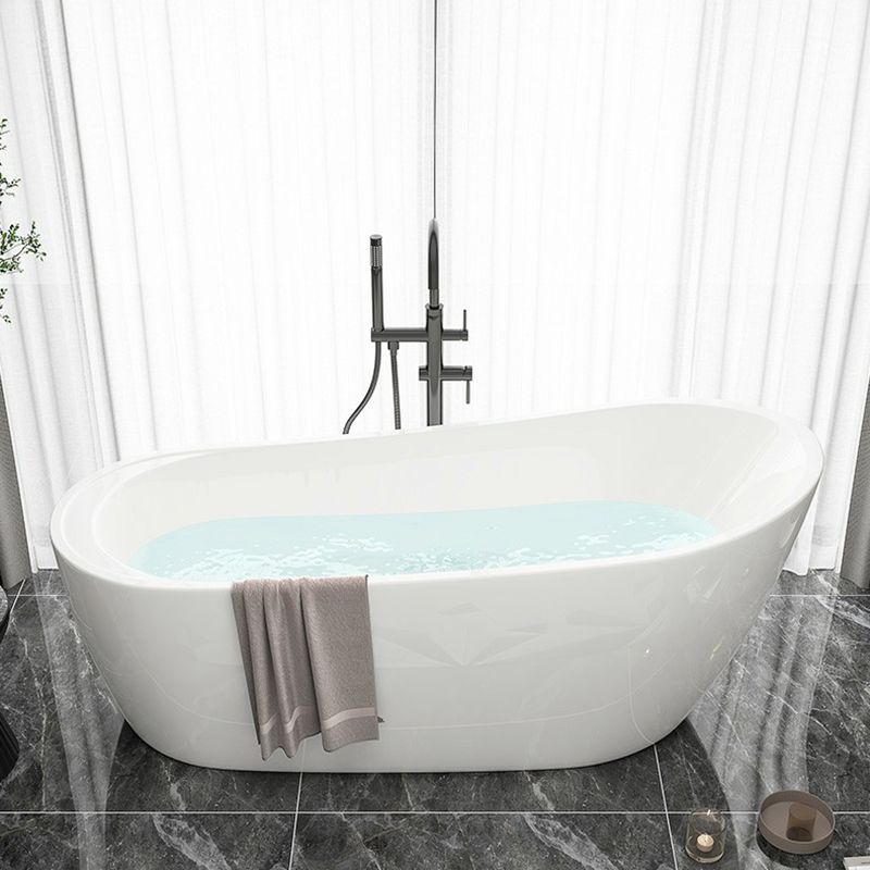 Modern Oval Bathtub White Freestanding Acrylic Soaking Left Bath Clearhalo 'Bathroom Remodel & Bathroom Fixtures' 'Bathtubs' 'Home Improvement' 'home_improvement' 'home_improvement_bathtubs' 'Showers & Bathtubs' 1200x1200_31194f22-0834-4838-bc6b-dd288b0b1fda