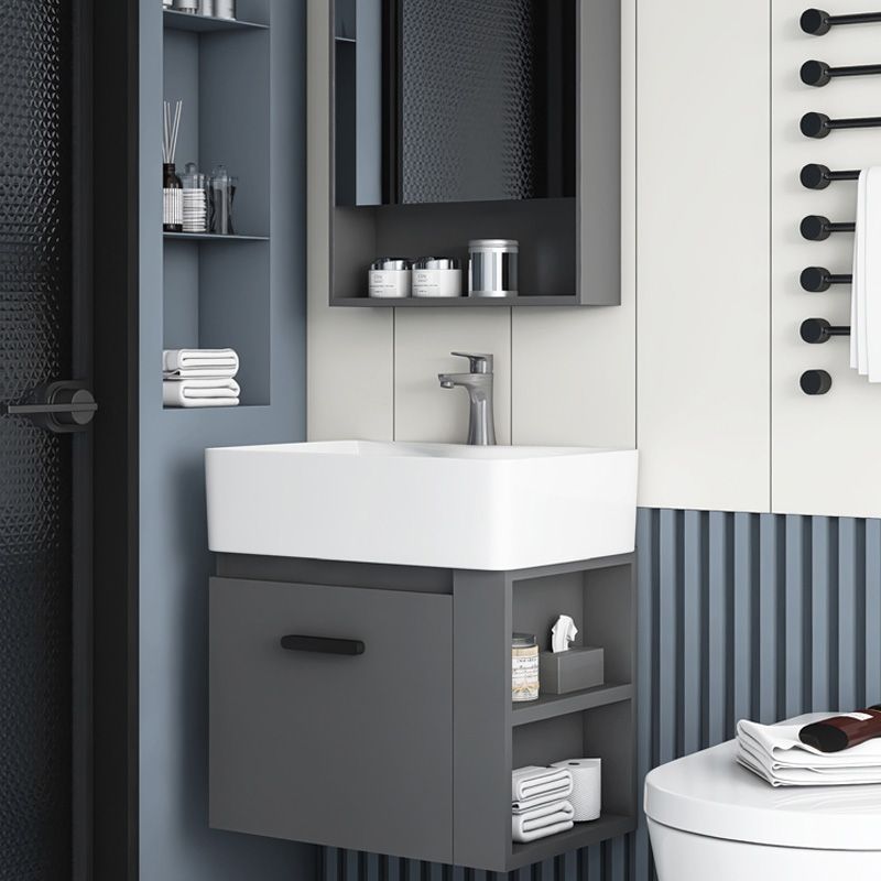 Single Sink Bathroom Vanity Modern White Ceramic Rectangular Vanity Set Clearhalo 'Bathroom Remodel & Bathroom Fixtures' 'Bathroom Vanities' 'bathroom_vanities' 'Home Improvement' 'home_improvement' 'home_improvement_bathroom_vanities' 1200x1200_3127af9d-e61c-4202-b881-b59ba60db1f0