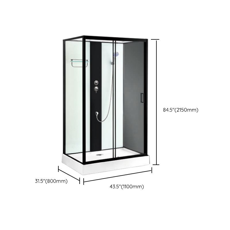 Tempered Glass Shower Stall Home Shower Stall with Towel Bar and Rain Shower Clearhalo 'Bathroom Remodel & Bathroom Fixtures' 'Home Improvement' 'home_improvement' 'home_improvement_shower_stalls_enclosures' 'Shower Stalls & Enclosures' 'shower_stalls_enclosures' 'Showers & Bathtubs' 1200x1200_31297fef-1cf5-464f-ba71-e7752cb9c20c