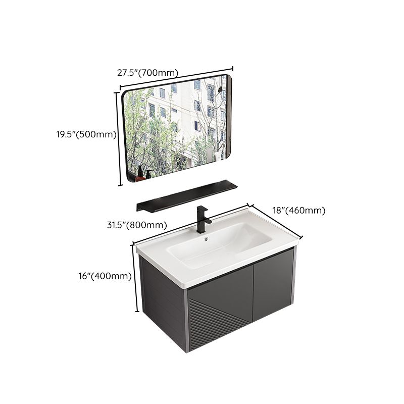 Modern Gray Metal Base Vanity Single-Sink Rectangular Wall Mount Vanity Set Clearhalo 'Bathroom Remodel & Bathroom Fixtures' 'Bathroom Vanities' 'bathroom_vanities' 'Home Improvement' 'home_improvement' 'home_improvement_bathroom_vanities' 1200x1200_312c499b-8139-4ab2-9d62-d9c6eb36f3bb
