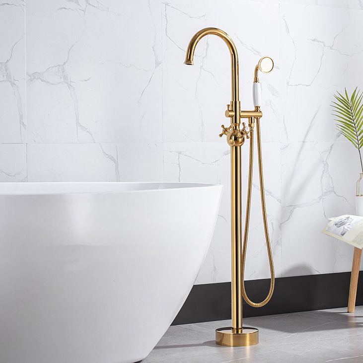 Traditional Floor Mounted Metal Freestanding Tub Filler Swivel Tub Filler Trim Clearhalo 'Bathroom Remodel & Bathroom Fixtures' 'Bathtub Faucets' 'bathtub_faucets' 'Home Improvement' 'home_improvement' 'home_improvement_bathtub_faucets' 1200x1200_317162f0-e781-4e48-8a01-fb45b49bf8c7
