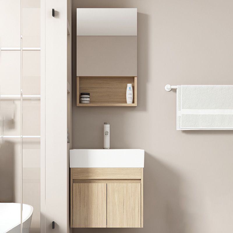 Basic Wooden Sink Vanity Wall-Mounted Vanity Cabinet with Mirror Cabinet Clearhalo 'Bathroom Remodel & Bathroom Fixtures' 'Bathroom Vanities' 'bathroom_vanities' 'Home Improvement' 'home_improvement' 'home_improvement_bathroom_vanities' 1200x1200_317358f2-9cf8-456b-8e8e-567f8ed7350e
