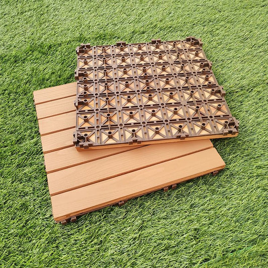 Yellow 6-Slat Square Wood Flooring Tiles Snap Fit Installation Floor Board Tiles Clearhalo 'Home Improvement' 'home_improvement' 'home_improvement_outdoor_deck_tiles_planks' 'Outdoor Deck Tiles & Planks' 'Outdoor Flooring & Tile' 'Outdoor Remodel' 'outdoor_deck_tiles_planks' 1200x1200_31758848-d679-4e55-afbb-cf99bd9779a5