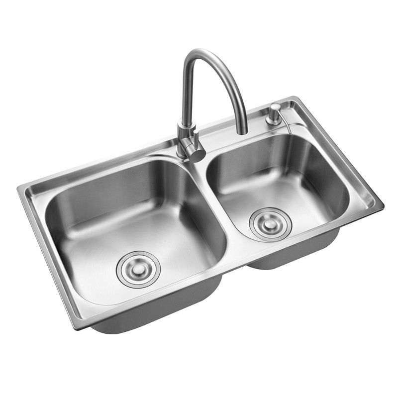 Modern Style Kitchen Sink Stainless Steel Kitchen Double Sink with Faucet Clearhalo 'Home Improvement' 'home_improvement' 'home_improvement_kitchen_sinks' 'Kitchen Remodel & Kitchen Fixtures' 'Kitchen Sinks & Faucet Components' 'Kitchen Sinks' 'kitchen_sinks' 1200x1200_31782ab0-8c04-411c-b3b9-385a101009ef
