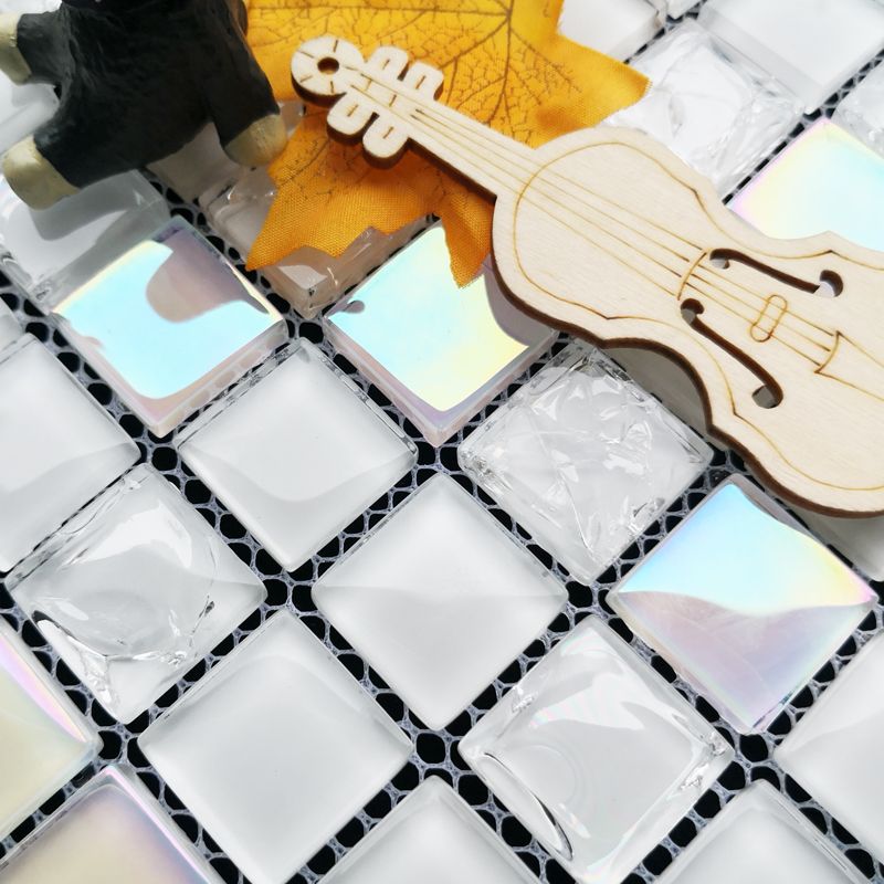 Glass Mosaic Tile Contemporary High Gloss Mosaic Tile with Square Shape Clearhalo 'Floor Tiles & Wall Tiles' 'floor_tiles_wall_tiles' 'Flooring 'Home Improvement' 'home_improvement' 'home_improvement_floor_tiles_wall_tiles' Walls and Ceiling' 1200x1200_318ccf3b-3722-456d-a0f8-2f29e00da6a9
