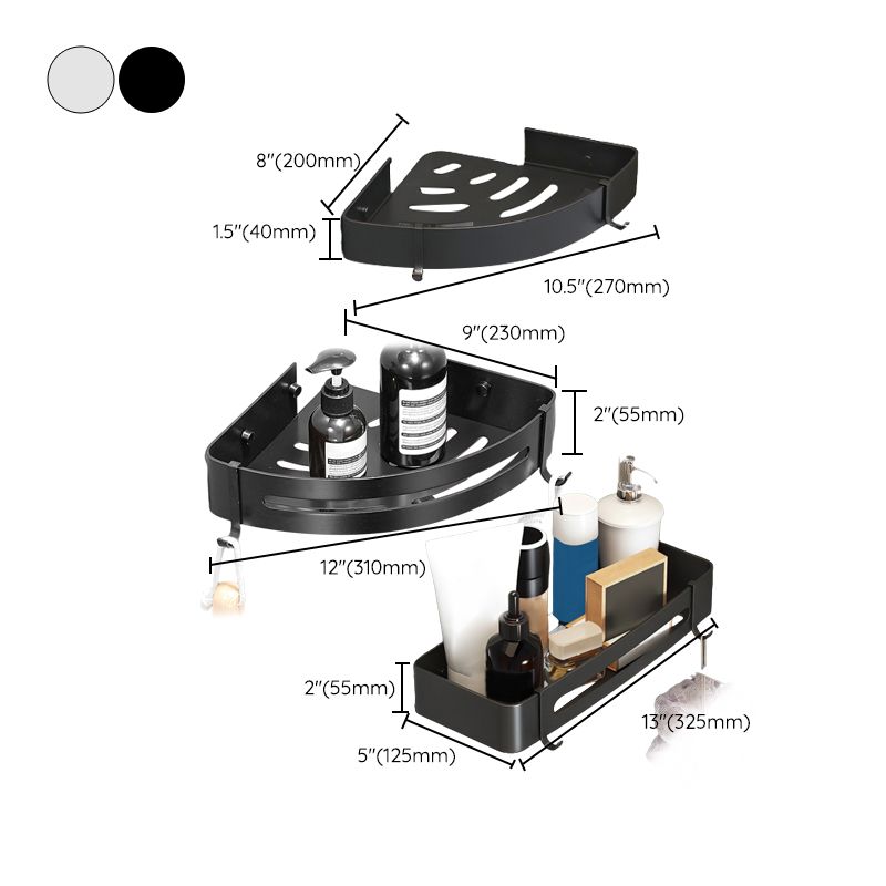 Black/Silver Bathroom Set Modern 1/2/3 - Piece Anti-rust Bath Shelf Clearhalo 'Bathroom Hardware Sets' 'Bathroom Hardware' 'Bathroom Remodel & Bathroom Fixtures' 'bathroom_hardware_sets' 'Home Improvement' 'home_improvement' 'home_improvement_bathroom_hardware_sets' 1200x1200_31acfd80-ffbf-474e-ba61-fbd3e0a72aed