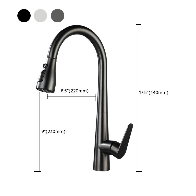 Contemporary Pull Down Kitchen Faucet Single Handle Faucet with Pull Out Sprayer Clearhalo 'Home Improvement' 'home_improvement' 'home_improvement_kitchen_faucets' 'Kitchen Faucets' 'Kitchen Remodel & Kitchen Fixtures' 'Kitchen Sinks & Faucet Components' 'kitchen_faucets' 1200x1200_31d12dbf-86a0-4c36-b4a3-7312e748ba2a