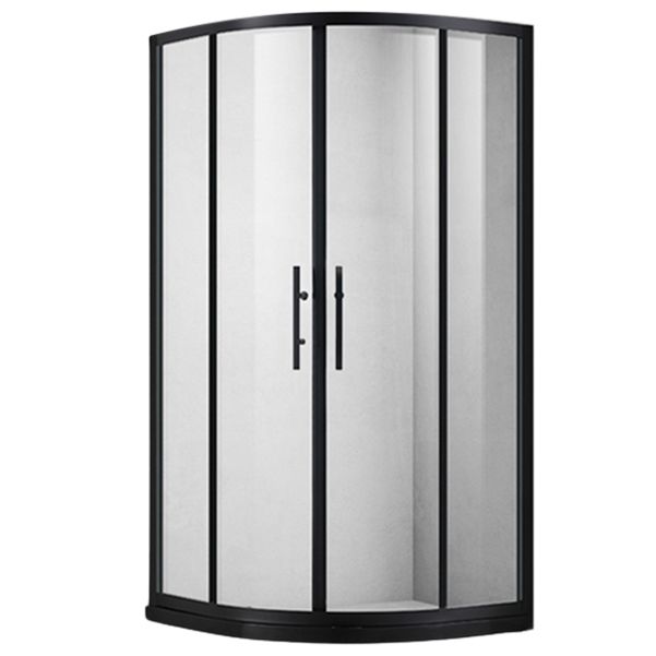 Round Framed Double Sliding Shower Enclosure with Fixed Panel Clearhalo 'Bathroom Remodel & Bathroom Fixtures' 'Home Improvement' 'home_improvement' 'home_improvement_shower_stalls_enclosures' 'Shower Stalls & Enclosures' 'shower_stalls_enclosures' 'Showers & Bathtubs' 1200x1200_3205fab5-1150-45fb-88f5-29610ebe963a