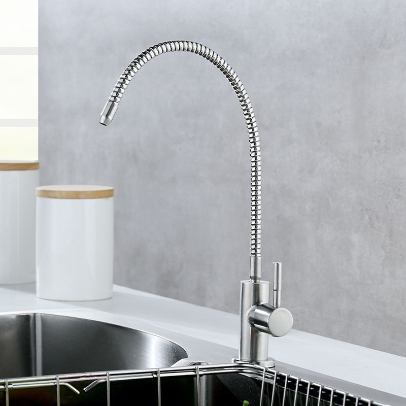 Farmhouse One Handle Kitchen Faucet High Arch Water Filler in Silver Clearhalo 'Home Improvement' 'home_improvement' 'home_improvement_kitchen_faucets' 'Kitchen Faucets' 'Kitchen Remodel & Kitchen Fixtures' 'Kitchen Sinks & Faucet Components' 'kitchen_faucets' 1200x1200_320dd619-6e02-42ca-8b01-cfd92246aaec