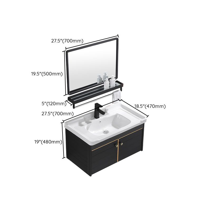 Modern Metal Wall Mount Sink Vanity Single Sink with Doors for Bathroom Clearhalo 'Bathroom Remodel & Bathroom Fixtures' 'Bathroom Vanities' 'bathroom_vanities' 'Home Improvement' 'home_improvement' 'home_improvement_bathroom_vanities' 1200x1200_3232a821-c569-456e-9fde-f5af33a4980f