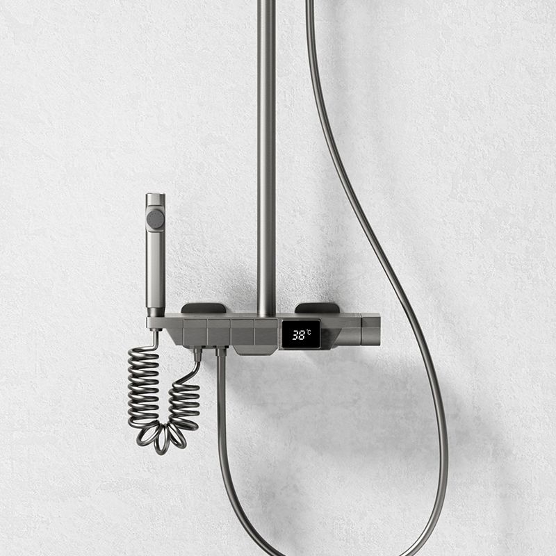 Modern Brass Shower Set 2 Shower Heads Shower Faucet in Gray and White Clearhalo 'Bathroom Remodel & Bathroom Fixtures' 'Home Improvement' 'home_improvement' 'home_improvement_shower_faucets' 'Shower Faucets & Systems' 'shower_faucets' 'Showers & Bathtubs Plumbing' 'Showers & Bathtubs' 1200x1200_324d090d-a925-4f4a-8346-702f9fe5698f