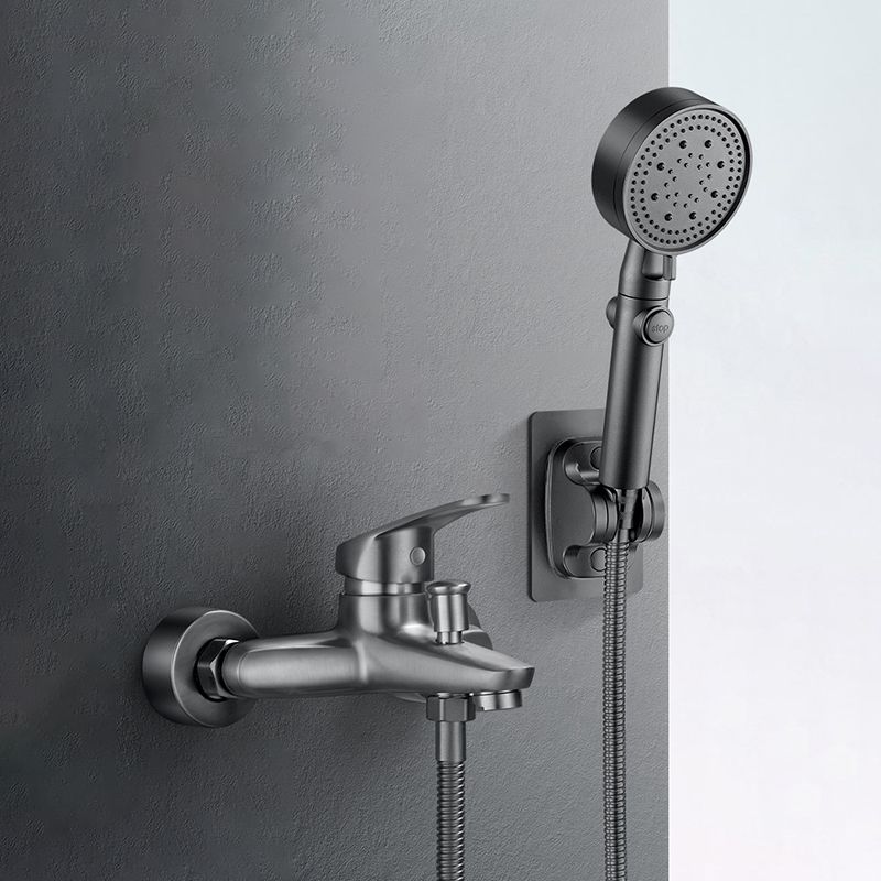 Low Arc Tub Faucet Hose Wall Mounted Single Lever Handle Tub Filler with Handshower Clearhalo 'Bathroom Remodel & Bathroom Fixtures' 'Bathtub Faucets' 'bathtub_faucets' 'Home Improvement' 'home_improvement' 'home_improvement_bathtub_faucets' 1200x1200_3261480f-9cf5-40da-b46b-ec394ba78de8